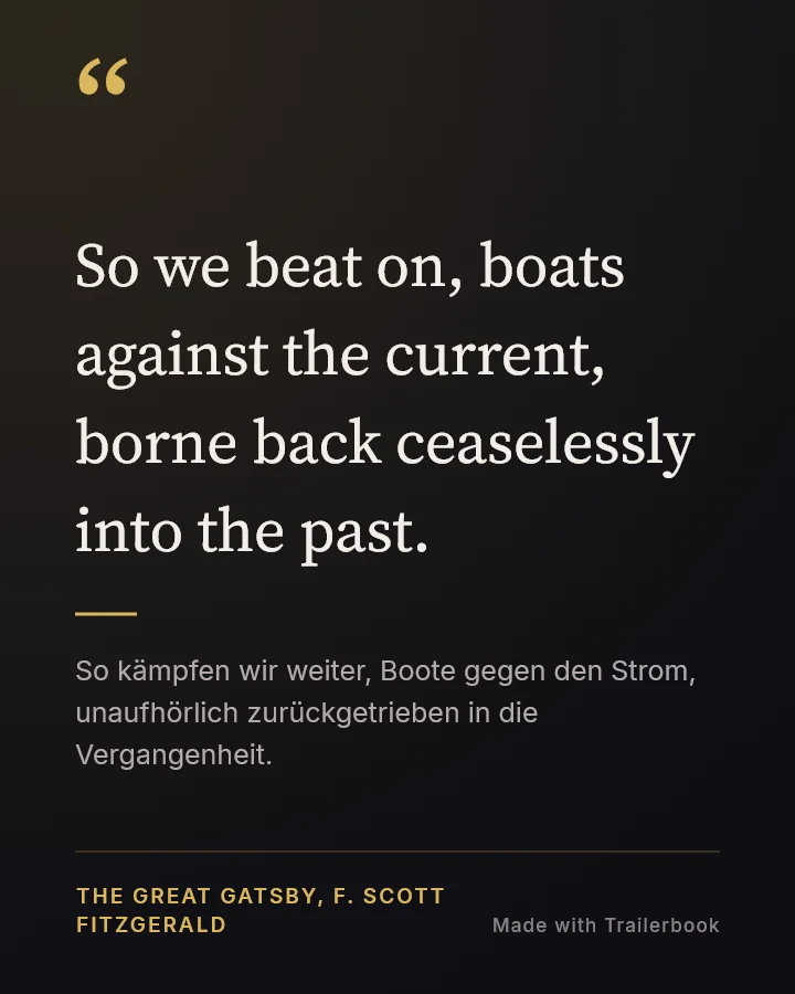 Karte Dark mit einem Zitat aus Der große Gatsby