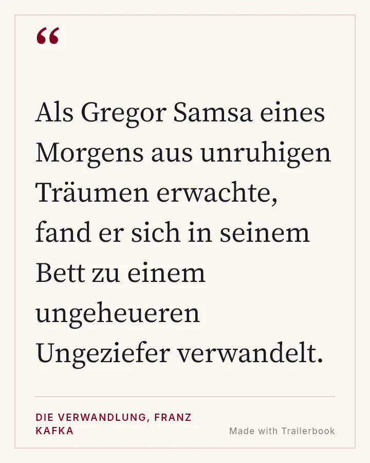 Karte Minimal mit einem Zitat aus Kafkas Die Verwandlung