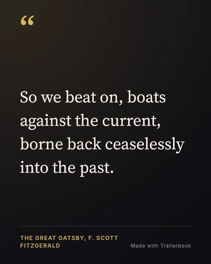 Dark card with a quote from The Great Gatsby
