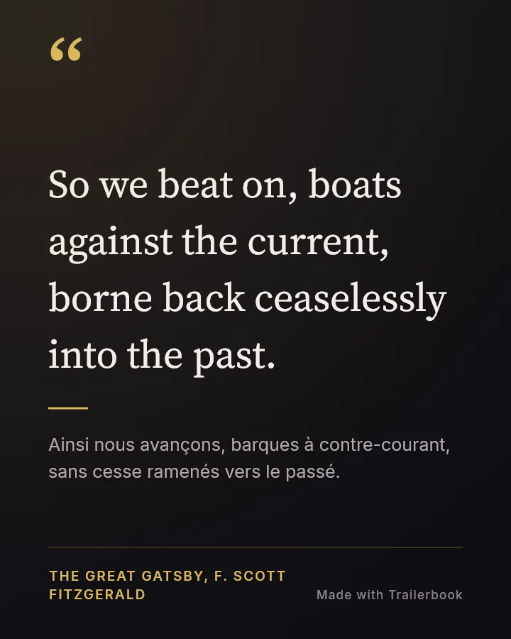 Carte Dark avec une citation de Gatsby le Magnifique