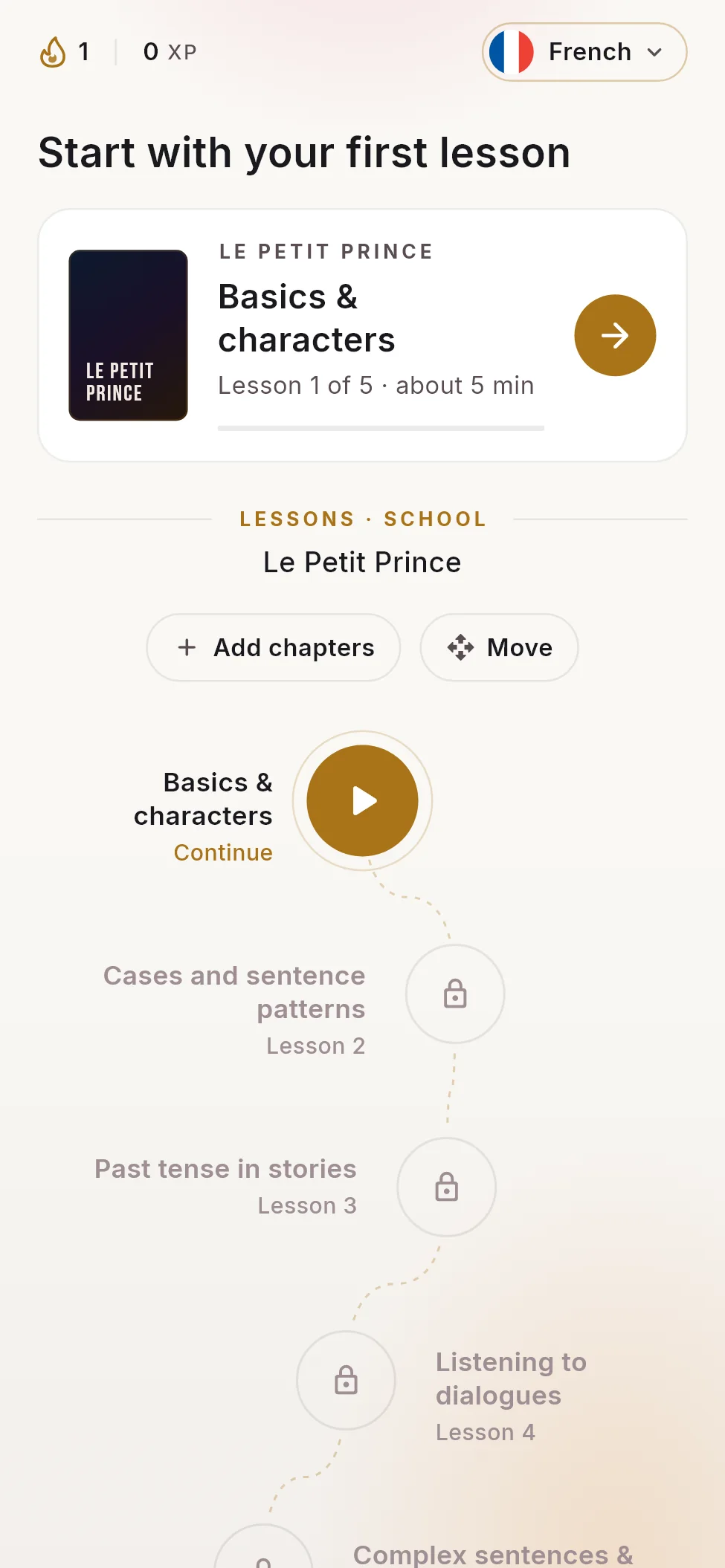 Learning path in the light theme