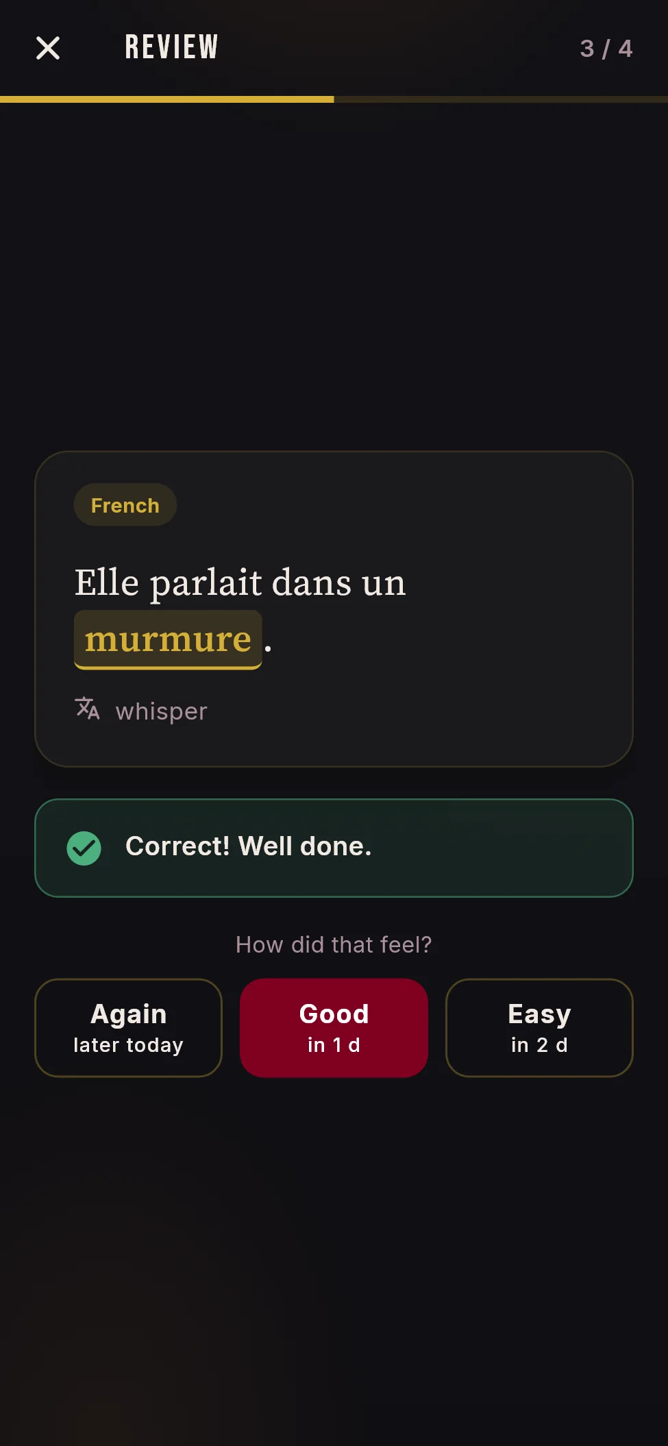 Flashcard review with a combo