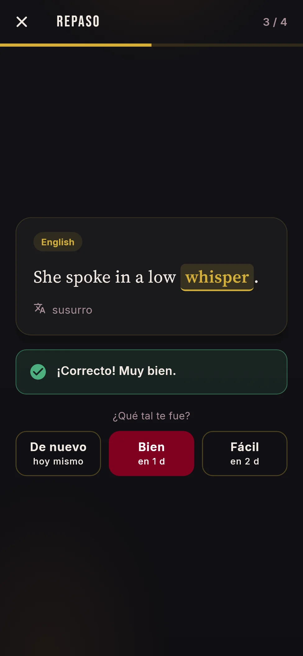 Repaso de palabras con combo