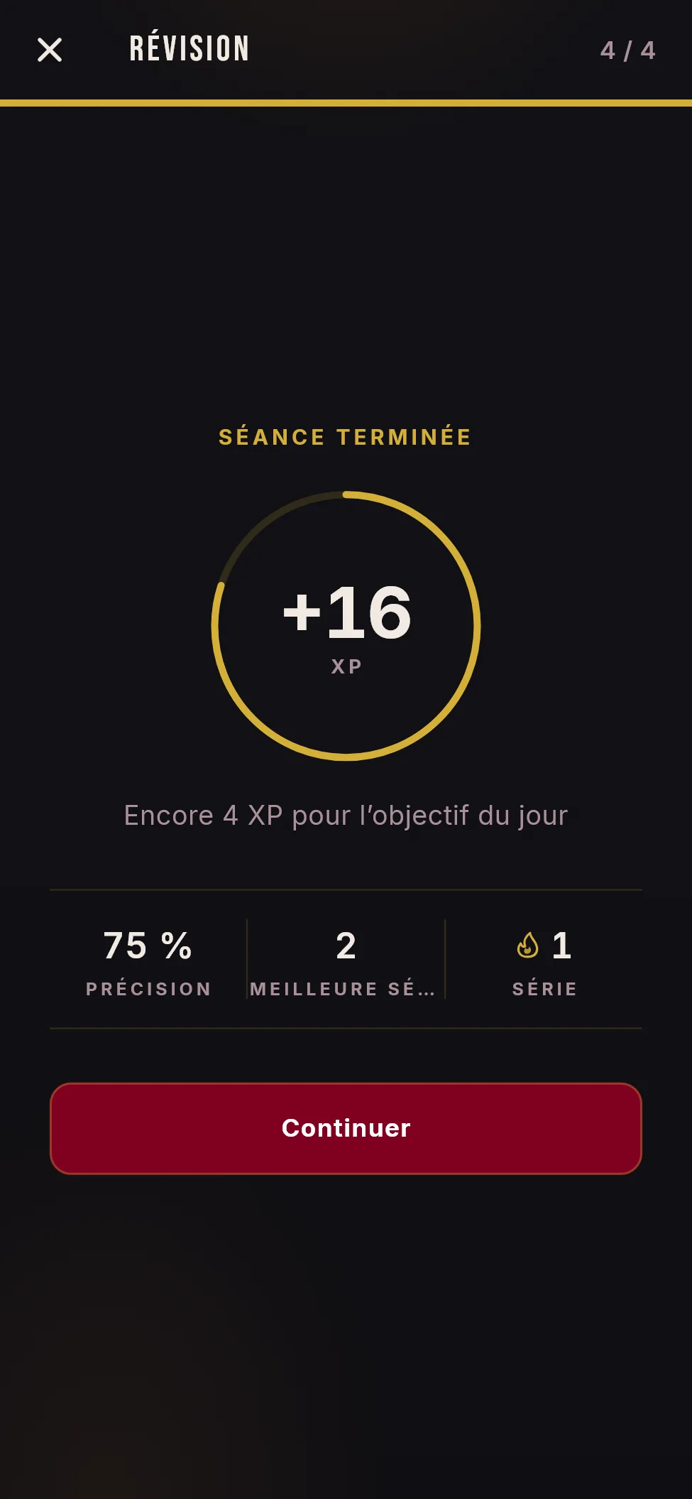 Résumé d’une leçon terminée